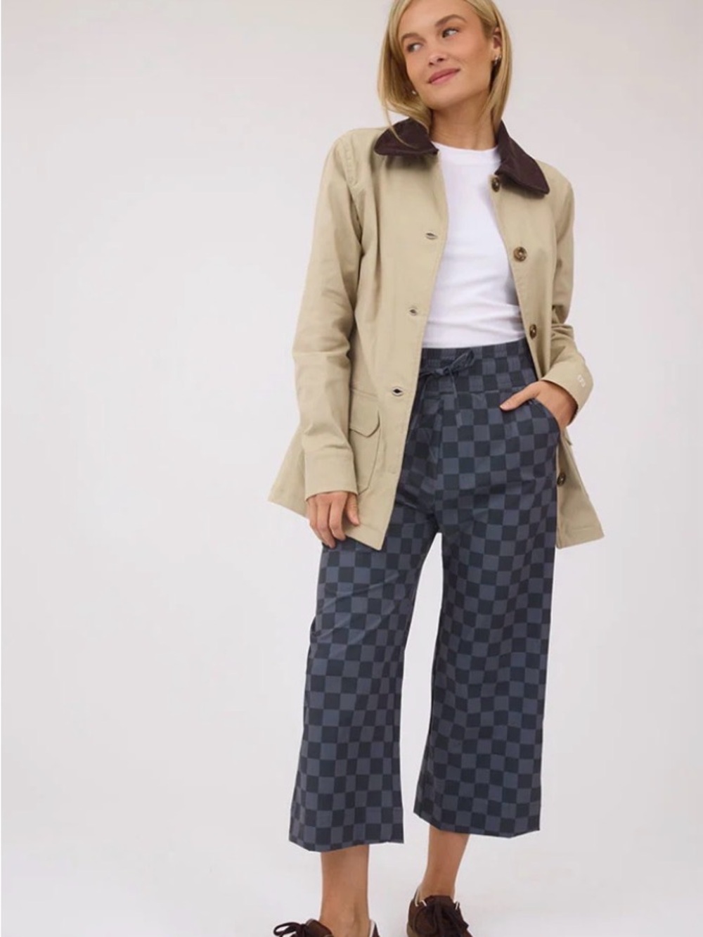 Albion Checkerboard Wide-Leg Sweatpants - Black & Gray - Picture 2 of 7